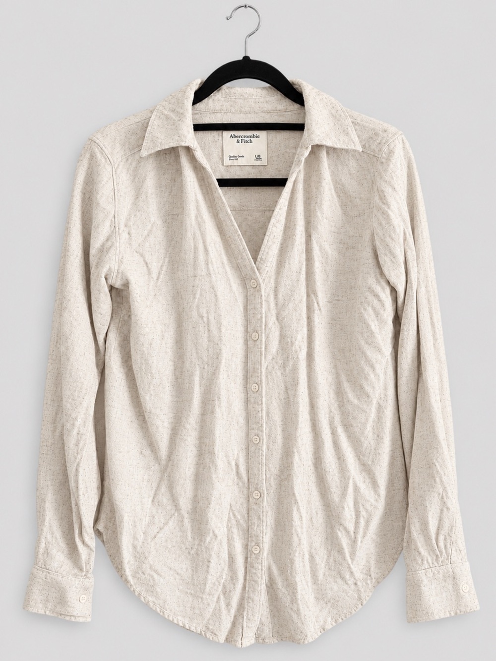 Abercrombie & Fitch Cream Linen Blend Boyfriend Button-Down Shirt - size XS